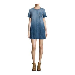 Current/Elliott Frayed Edge Denim Shift Dress Small (size 1)